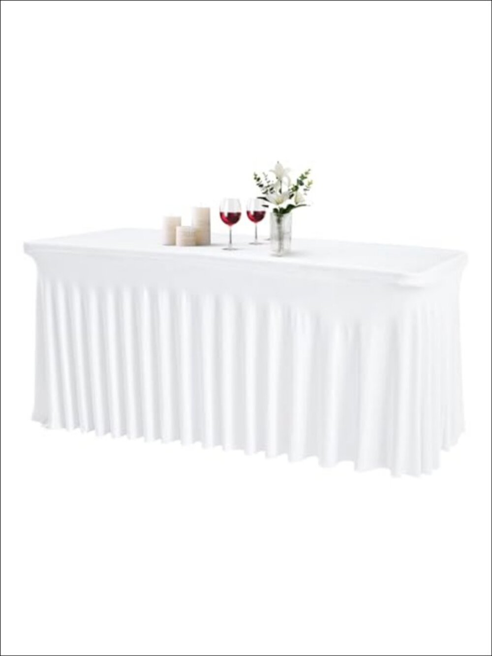 Spandex Fitted Tablecloth Rectangle 6FT Wrinkle Resistant Elastic Table Skirt